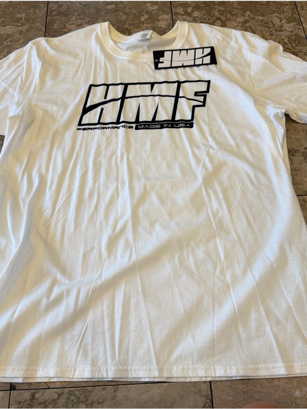 Gildan White Short Sleeve Tee with Black Front Graphic